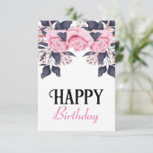 Jolie carte d'anniversaire rose féminine (Debout devant)