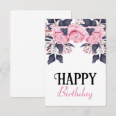 Jolie carte d'anniversaire rose féminine (Devant / Derrière)