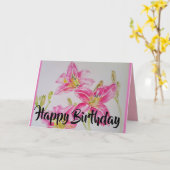 Jolie carte d'anniversaire rose Lily (Fleur jaune)