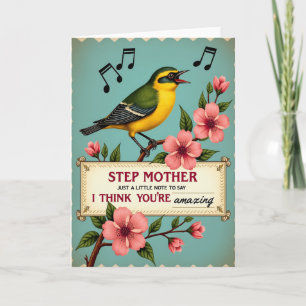 Jolie carte de chanson d'oiseau pour la fête des m