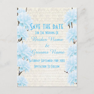 Jolie carte de faire-part de date de mariage bleu