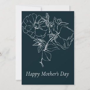 Jolie carte de fête des mères aux florales esquiss