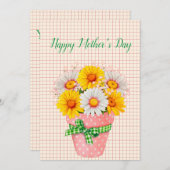 Jolie carte de fête des mères Pot de fleurs de mar (Devant / Derrière)