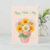 Jolie carte de fête des mères Pot Florals Daisy (Debout devant)