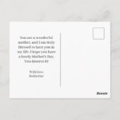 Jolie carte de Fête des Mères rose florale pour be (Dos)