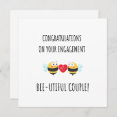 Jolie carte de fiançailles drôle avec une abeille  (Devant / Derrière)