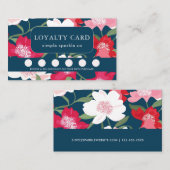Jolie carte de fidélité rose rouge floral bleu (Devant / Derrière)