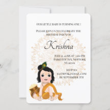 Jolie carte de Krishna pour anniversaire - Bébé Kr