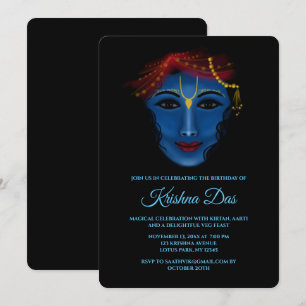 Jolie carte de Krishna pour un anniversaire - art 