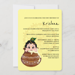 Jolie carte de Krishna pour un anniversaire - art