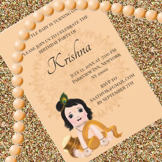 Jolie carte de Krishna pour un anniversaire - Art 