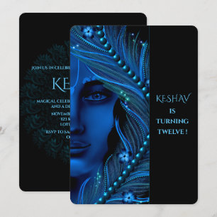 Jolie carte de Krishna pour un anniversaire - art
