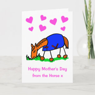 Jolie carte de la fête des mères avec un cheval en