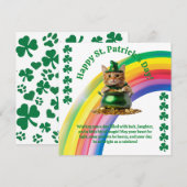 Jolie carte de la Saint-Patrick – Chat dans un pot (Devant / Derrière)