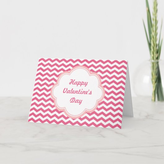 Jolie carte de la Saint-Valentin à chevron rose (Devant)