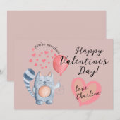 Jolie carte de la Saint-Valentin avec chat et ball (Devant / Derrière)