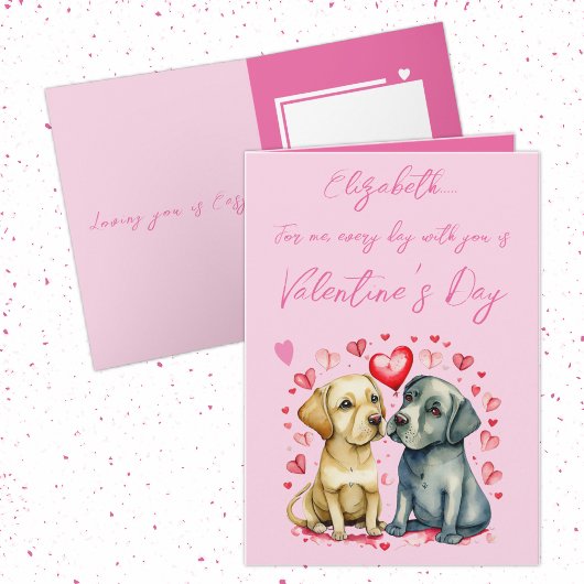 Jolie carte de la Saint-Valentin rose pour chiens 