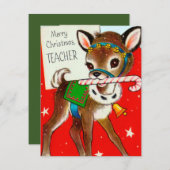 Jolie carte de message de Noël pour enseignant (Devant / Derrière)