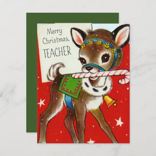 Jolie carte de message de Noël pour enseignant (Devant / Derrière)
