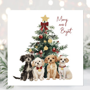 Jolie carte de Noël à l'aquarelle Merry & Bright D