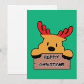 Jolie carte de Noël à plat de renne de dessin anim (Devant / Derrière)