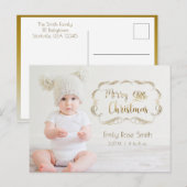 Jolie carte de Noël avec calligraphie dorée pour l (Devant / Derrière)