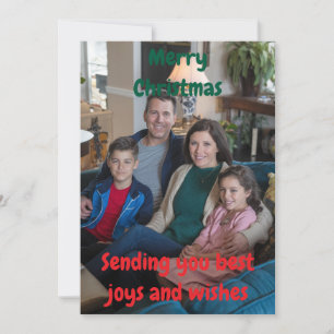 Jolie carte de Noël avec photo de famille Joyeux N