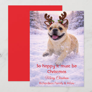 Jolie carte de Noël avec un chien et une citation