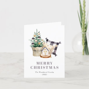 Jolie carte de Noël de ferme à l'aquarelle