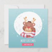 Jolie carte de Noël de rennes (Devant)