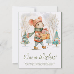 Jolie Carte de Noël de Souris Dame Apportant des C