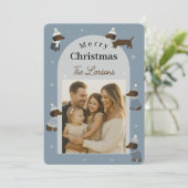 Jolie carte de Noël de teckel d'hiver (Debout devant)