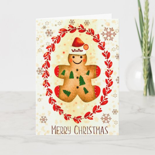 Jolie carte de Noël en pain d'épices (Devant)