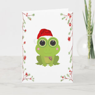Jolie carte de Noël grenouille avec du gui