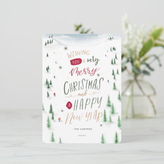 Jolie carte de Noël hivernale alpine non photo (Debout devant)