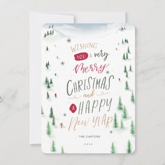 Jolie carte de Noël hivernale alpine non photo (Devant)