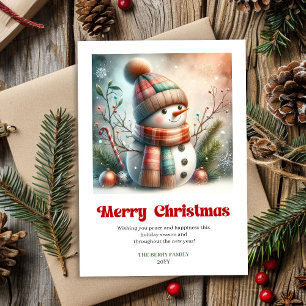 Jolie carte de Noël numérique au bonhomme de neige