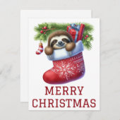 Jolie carte de Noël Sloth (Devant / Derrière)