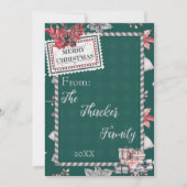 Jolie carte de Noël verte rétro vintage (Devant)
