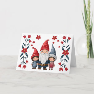Jolie carte de Noël vierge avec lutin de Noël et f