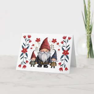 Jolie carte de Noël vierge avec lutin de Noël et f