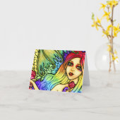 Jolie carte de note de blanc d'arc-en-ciel de (Fleur jaune)