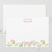 Jolie carte de note personnalisée Fleur sauvage (Devant / Derrière)