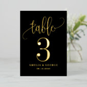 Jolie carte de numéro de table en calligraphie ave (Debout devant)