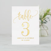 Jolie carte de numéro de table en véritable callig (Debout devant)