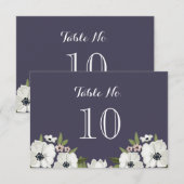 Jolie carte de numéro de table floral - violet (Devant / Derrière)