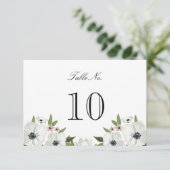 Jolie carte de numéro de table florale (Debout devant)