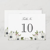Jolie carte de numéro de table florale (Devant / Derrière)