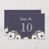 Jolie carte de numéro de table florale - violet (Devant / Derrière)
