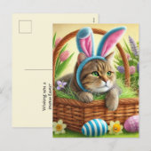 Jolie carte de Pâques de chat de vacances (Devant / Derrière)
